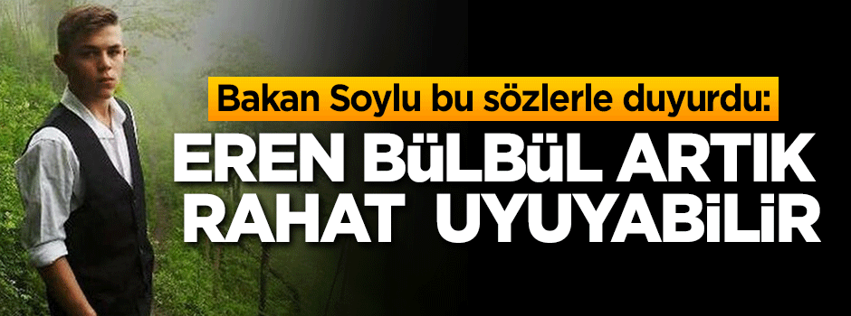 Soylu açıkladı: Eren bülbül artık rahat uyuyabilir!