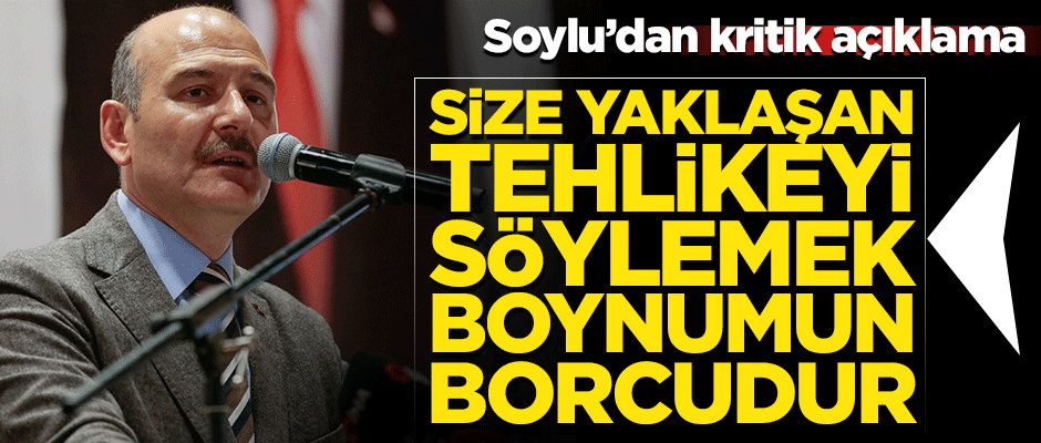 Soylu: Yaklaşan tehlikeyi söylemek boynumun borcudur