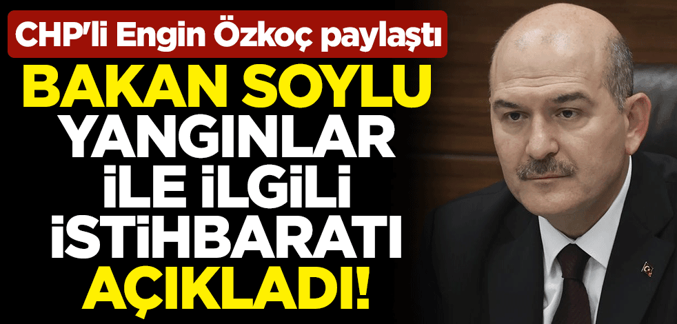 CHP'li Engin Özkoç paylaştı: Soylu yangınlarla ilgili istihbaratı açıkladı