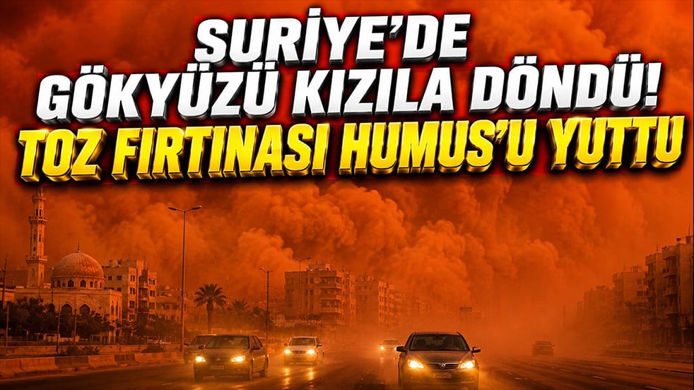 Suriye’de gökyüzü kızıla döndü! Toz fırtınası Humus’u yuttu