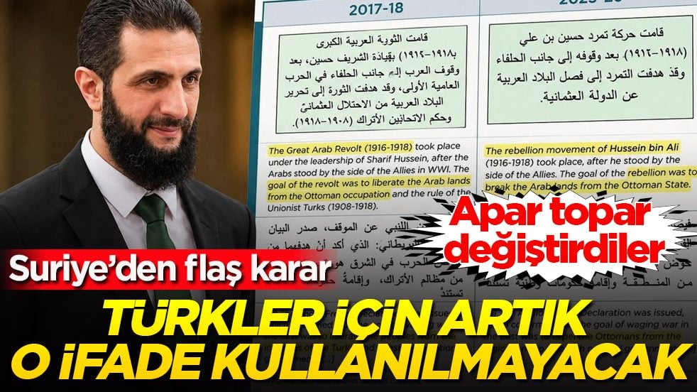 Suriye’den flaş karar! Apar topar değiştirdiler: Türkler için artık o ifade kullanılmayacak