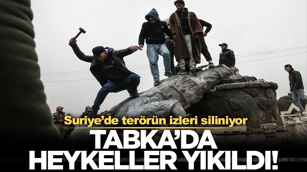 Tabka’da terörün izleri siliniyor: Halk heykelleri yıktı, o fotoğrafları boyadı!