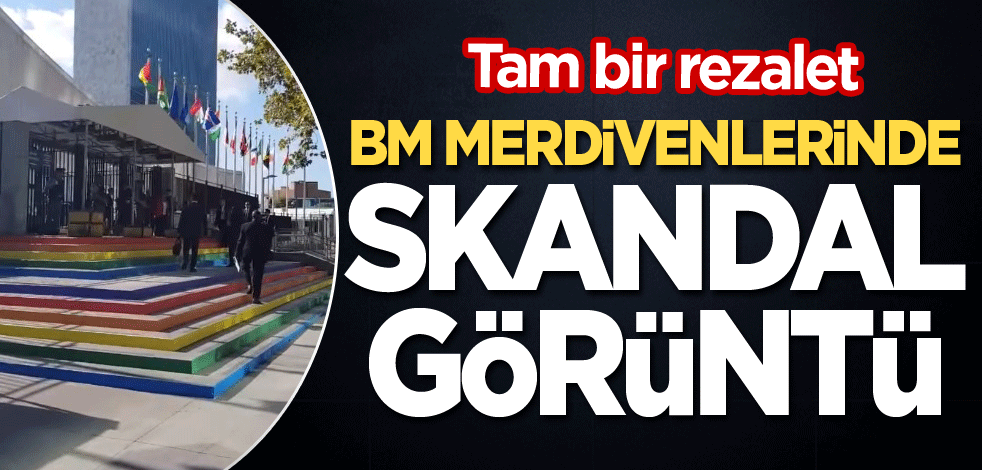 Tam bir rezalet! BM merdivenlerinde skandal görüntü