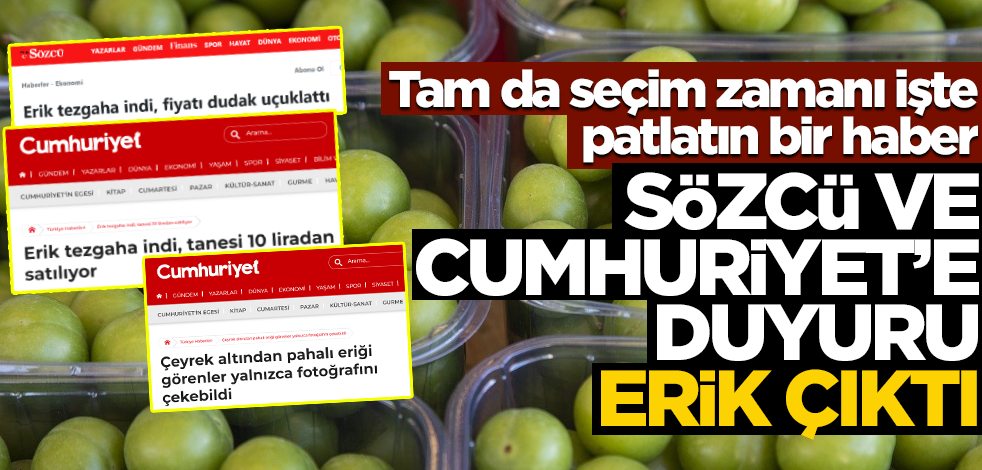 Tam da seçim zamanı işte patlatın bir haber... Sözcü ve Cumhuriyet'e duyuru: Erik çıktı