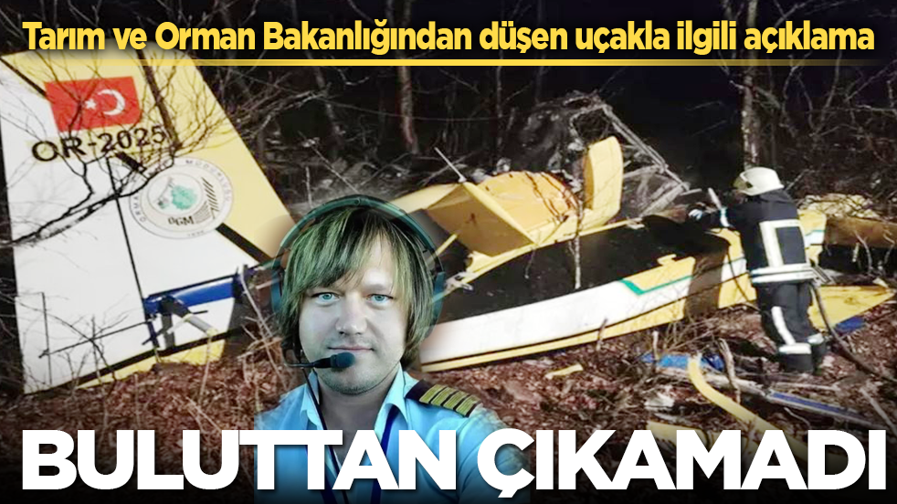 Tarım ve Orman Bakanlığından düşen uçakla ilgili açıklama: Girdiği buluttan çıkamadı