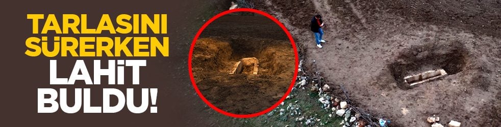 Tarlasını sürerken lahit buldu!