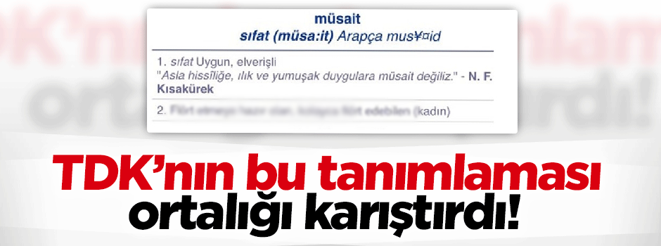 TDK'nın sitesinde tuhaf 'müsait' tanımlaması