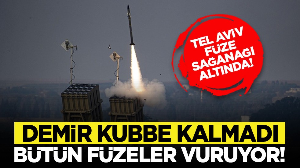 Tel Aviv füze sağanağı altında! Demir kubbe kalmadı bütün füzeler vuruyor!