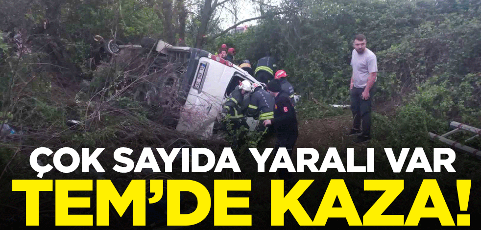 TEM’de servis minibüsü şarampole yuvarlandı: Çok sayıda yaralı var
