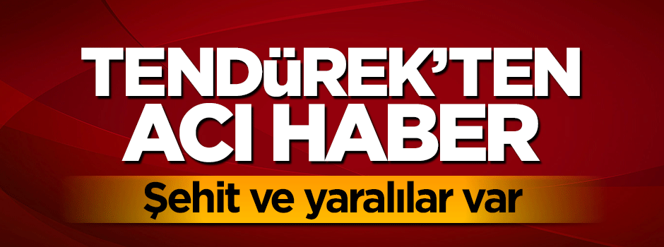 Tendürek’ten acı haber: Şehit ve yaralılar var