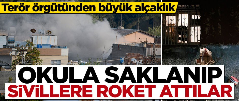 Terör örgütünden büyük alçaklık! Okula saklanıp sivillere roket attılar