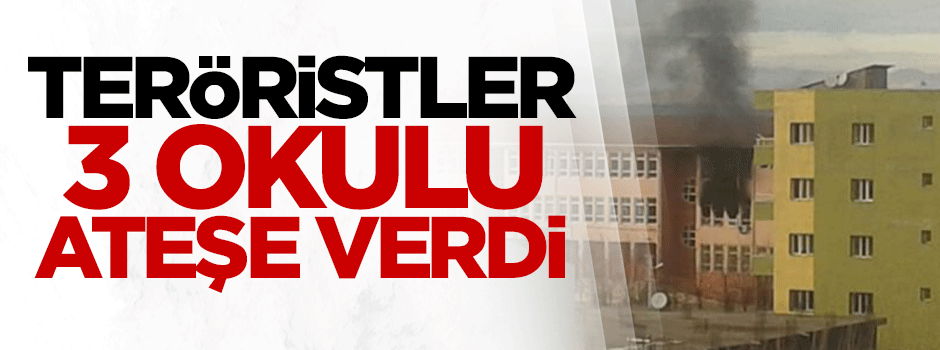 Teröristler 3 okulu ateşe verdi