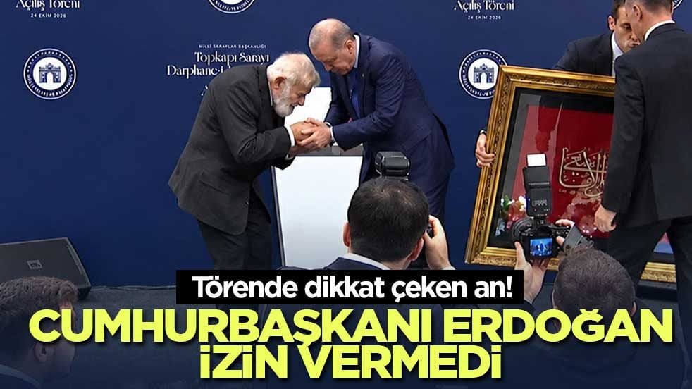Törende dikkat çeken an! Cumhurbaşkanı Erdoğan izin vermedi