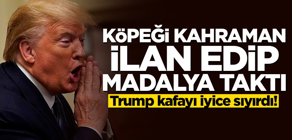 Trump iyice sıyırdı! Köpeği kahraman ilan edip madalya taktı