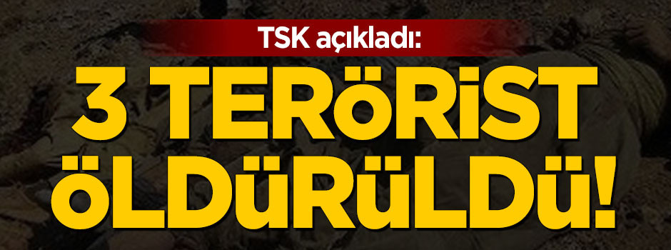 TSK açıkladı: 3 Terörist öldürüldü