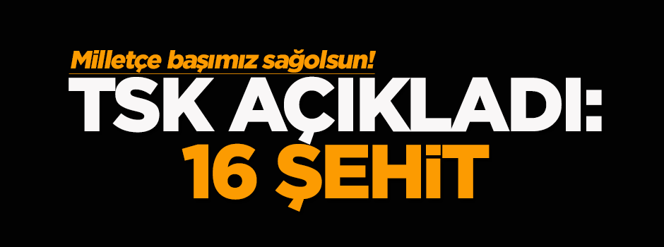 TSK açıkladı: Dağlıca'da 16 şehit