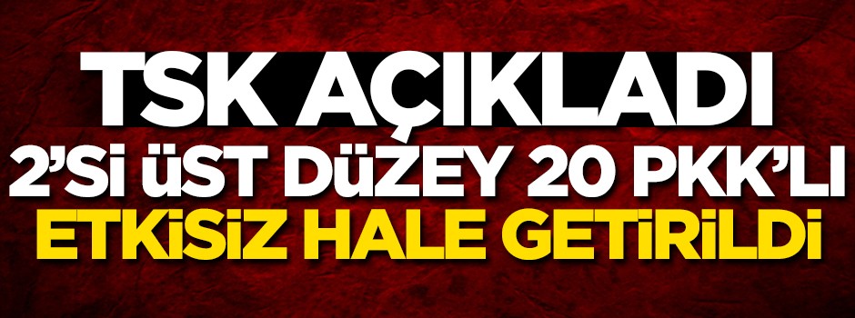 TSK'dan açıklama: 2'si üst düzey 20 PKK'lı etkisiz hale getirildi