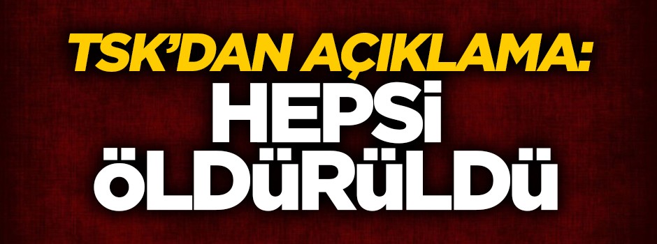 TSK'dan açıklama: Hepsi öldürüldü!