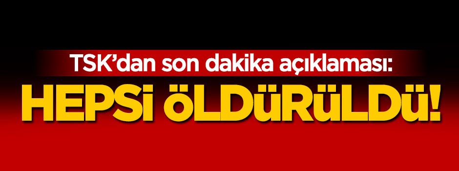 TSK'dan son dakika açıklaması: Hepsi öldürüldü