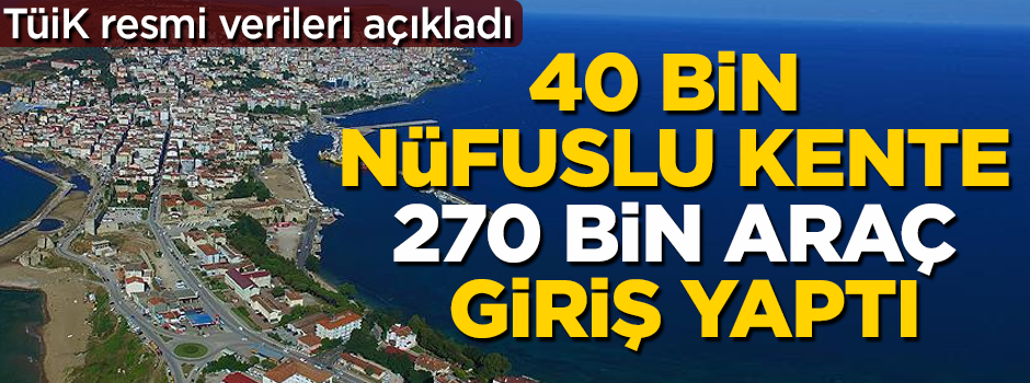 TÜİK açıkladı: 40 bin kişilik kente 270 bin araç giriş yaptı