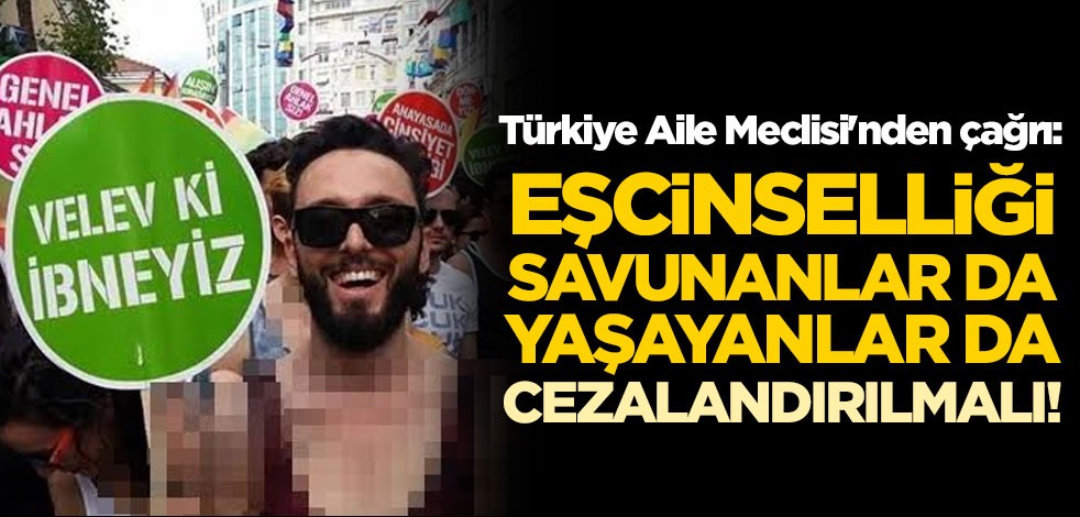 Türkiye Aile Meclisi'nden çağrı: Eşcinselliği savunanlar da yaşayanlar da cezalandırılmalı!