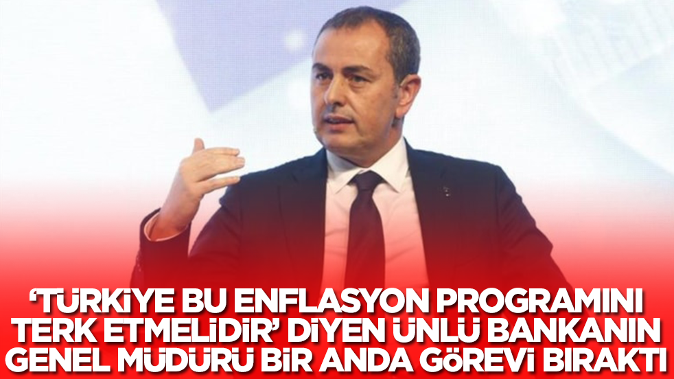 'Türkiye bu enflasyon programını terk etmelidir' diyen ünlü bankanın genel müdürü görevi bir anda bıraktı