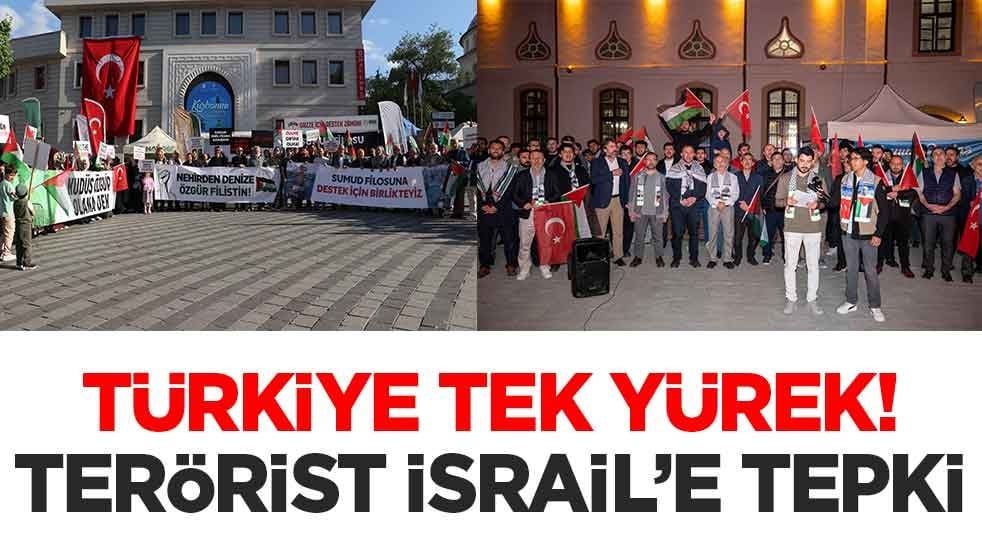 Türkiye tek yürek! Terörist İsrail'e tepki