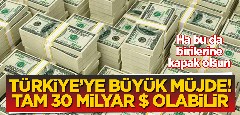 Türkiye'ye büyük müjde! Tam 30 milyar dolar olabilir! Ha bu da birilerine kapak olsun
