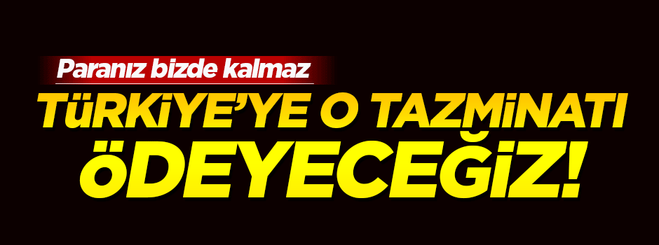 Türkiye'ye o tazminatı ödeyeceğiz