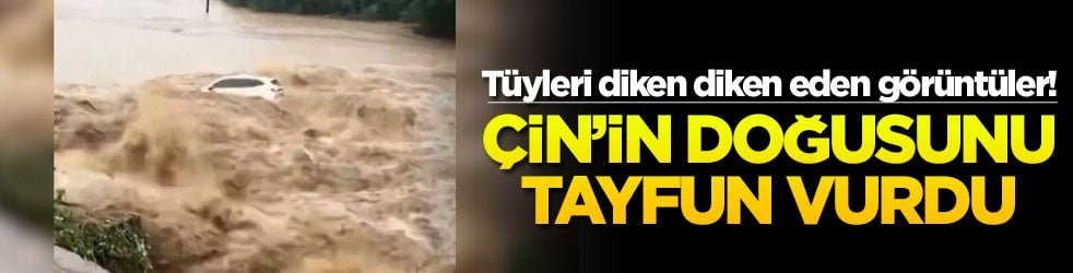 Tüyleri diken diken eden görüntüler! Çin'in doğusunu tayfun vurdu
