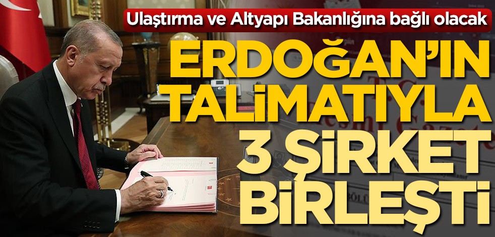 Ulaştırma ve Altyapı Bakanlığına bağlı olacak! Cumhurbaşkanı Erdoğan'ın talimatıyla 3 şirket birleşti