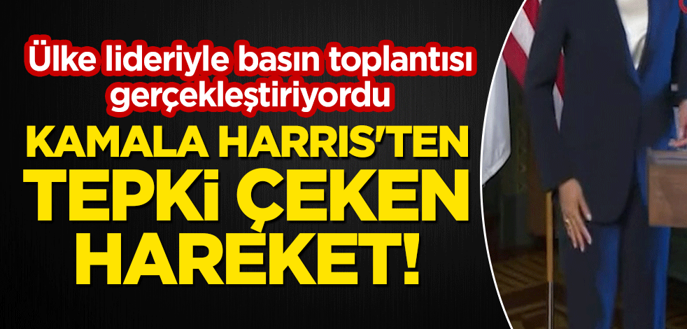 Ülke lideriyle basın toplantısı gerçekleştiriyordu... Kamala Harris'ten tepki çeken hareket!