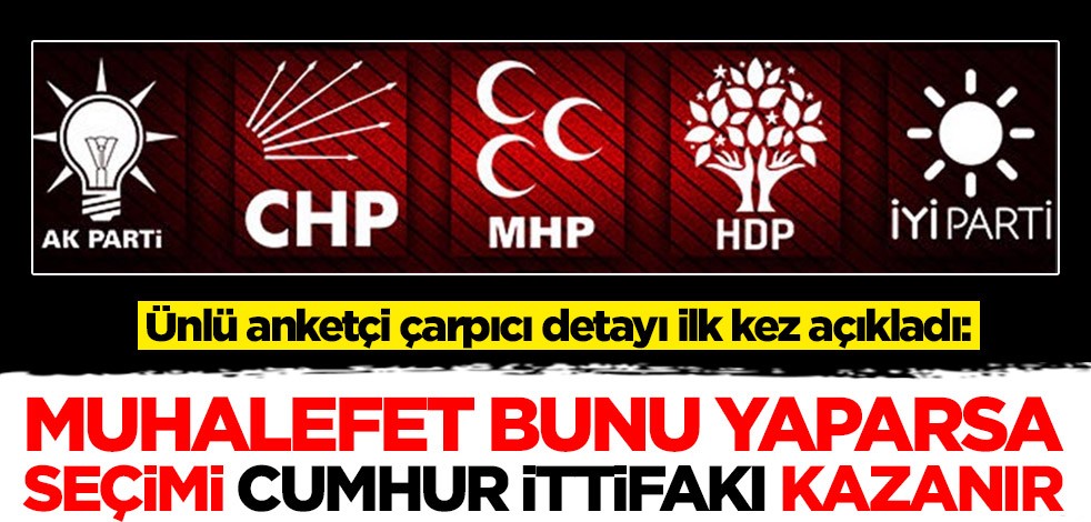 Ünlü anketçi çarpıcı detayı ilk kez açıkladı: Muhalefet kanadı bunu yaparsa seçimi Cumhur İttifakı kazanır