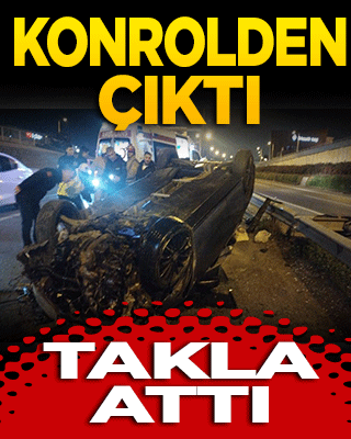 Üsküdar'da kontrolden çıkan otomobil takla attı