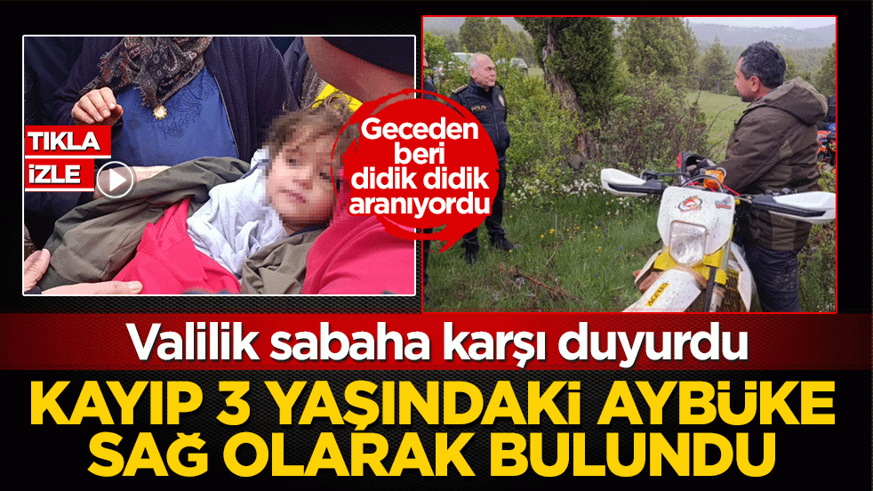 Valilik sabaha karşı duyurdu: Kayıp 3 yaşındaki Aybüke, sağ olarak bulundu