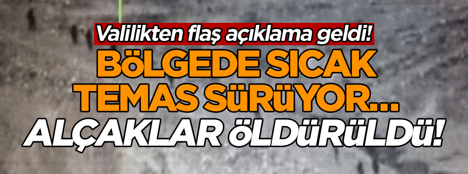 Valilikten flaş açıklama geldi! Bölgede sıcak temas sürüyor… Alçaklar öldürüldü!