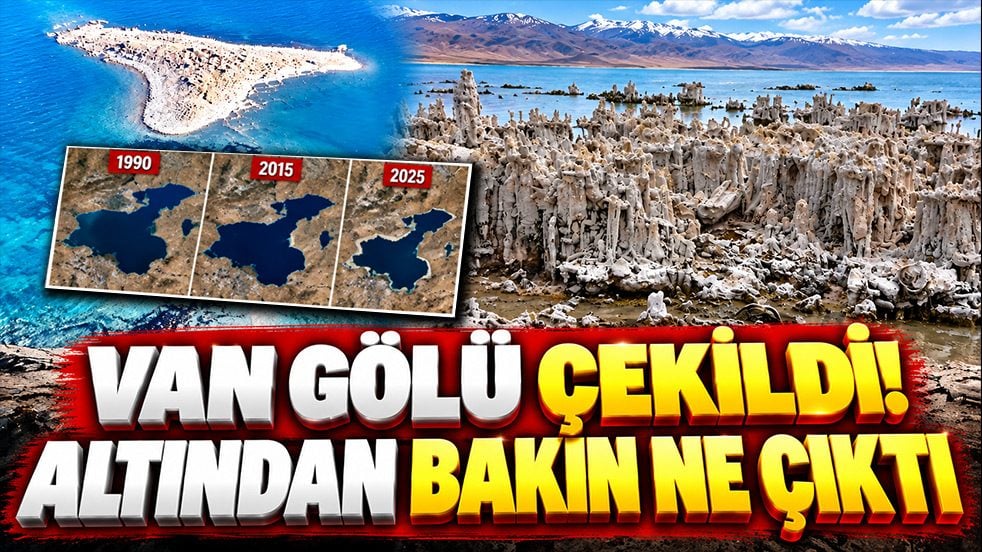 Van Gölü’nde sular çekildi! Su altındaki gizemli yapılar şaşırttı!