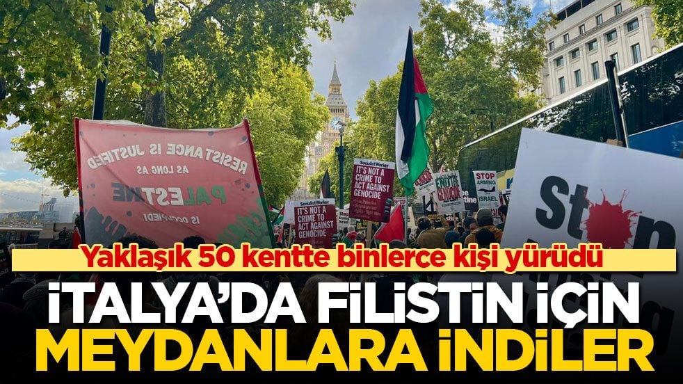 Yaklaşık 50 kentte binlerce kişi yürüdü! İtalya’da Filistin için meydanlara indiler