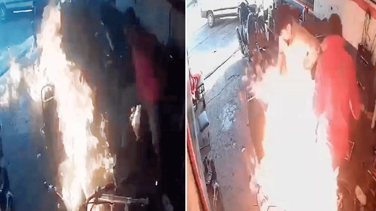 Yangına benzinle müdahale edince kendileri de yandılar