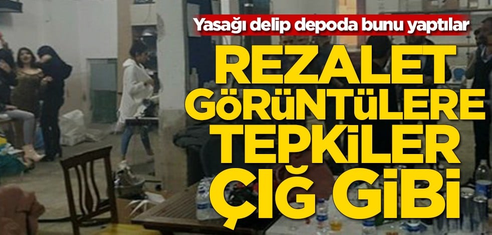 Yasağı delip depoda yapacaklarını yaptılar! Rezalet görüntülere tepkiler çığ gibi