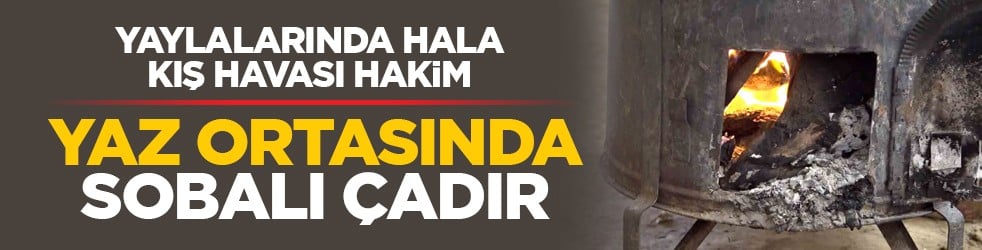 Yaylalarında hala kış havası hakim: Yaz ortasında sobalı çadır 
