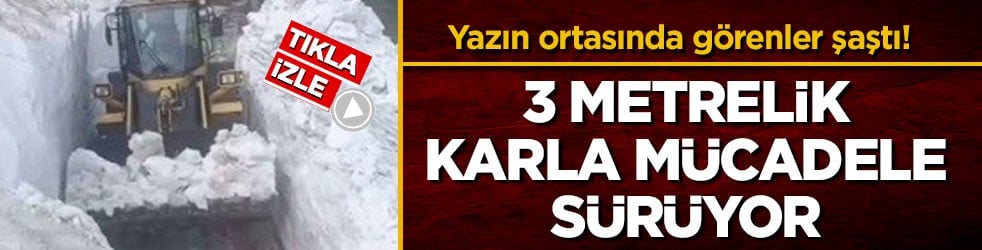 Yazın ortasında görenler şaştı! 3 metrelik karla mücadele sürüyor