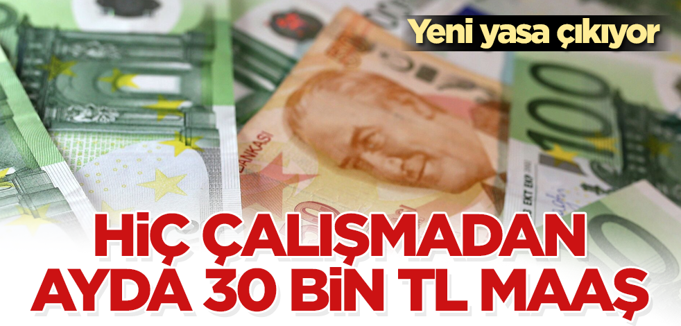 Yeni yasa çıkıyor! Hiç çalışmadan ayda 30 bin TL maaş