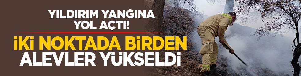 Yıldırım yangına yol açtı! İki noktada birden alevler yükseldi