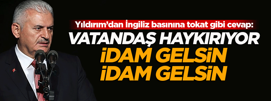 Yıldırım'dan İngiliz basınına 'idam' açıklaması