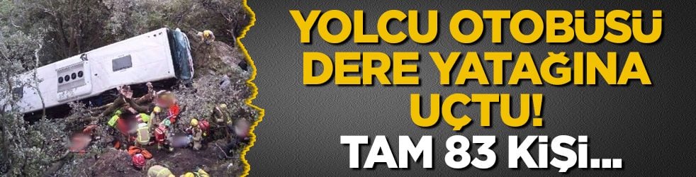 Yolcu otobüsü dere yatağına uçtu! Tam 83 kişi...