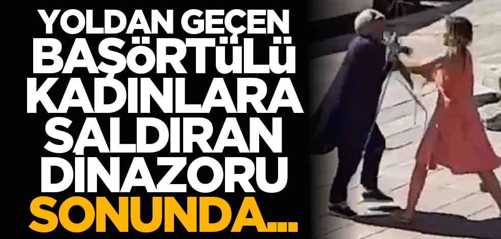 Yoldan geçen başörtülü kadınlara saldıran dinazoru sonunda...