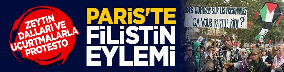 Zeytin dalları ve uçurtmalarla protesto: Paris'te Filistin eylemi