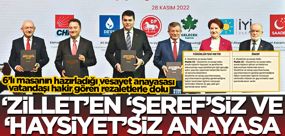 ‘Zillet’ten ‘şeref’siz ve ‘haysiyet’siz anayasa