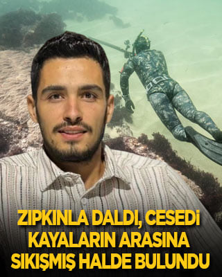 Zıpkınla daldı, cesedi kayaların arasına sıkışmış halde bulundu